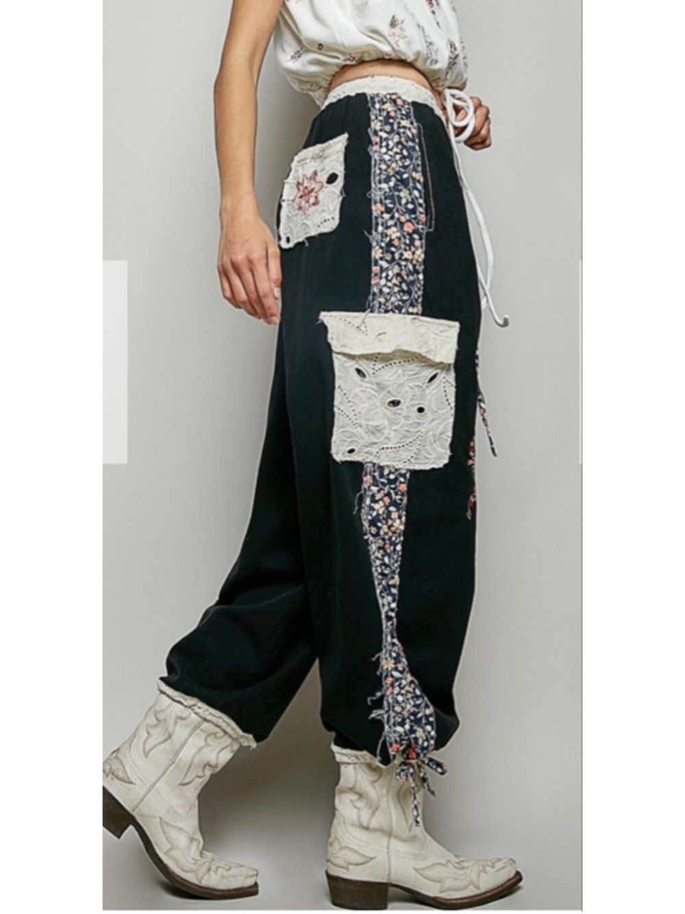 NEW Pol Embroidery Free People Vibe Boho Whimsigoth Patchwork Pants sizes S M L - Picture 3 of 6